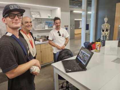 Bryce Mahan and Mike Baldon with Prof. Bsharah,