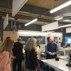 Fyler Farr with WHOI Faculty and Staff Dr. Gretta Serres and Kama Thieler; and 4Cs Admin Assistant Shelley Devine